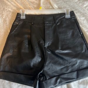 Black leather shorts